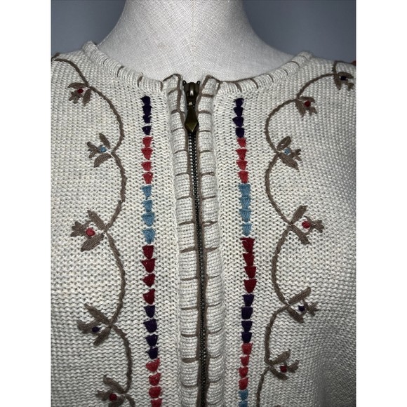 Christopher & Banks Full Zip Up Cardigan Sweater Knitted Oatmeal Size Medium - Picture 15 of 16